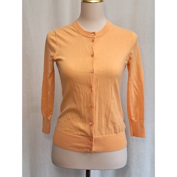 J.Crew 100% Cotton Button Up Clare Cardigan Sweater Orange EUC Size S - Picture 1 of 10